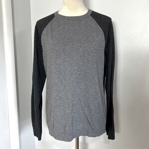 MERONA CASHMERE BLEND SWEATER SZ MED BASEBALL TEE STYLING LT/DK GRAY SOFT!!!